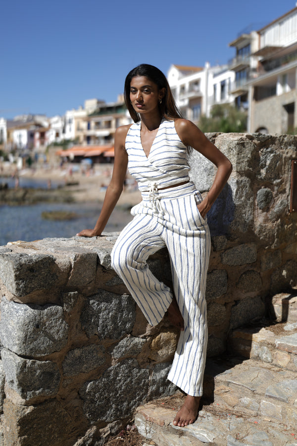 PANTALONE A RIGHE CON LACCIO