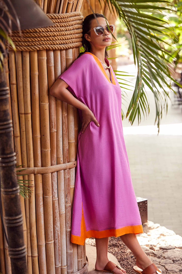 LONG CAFTAN IN LINEN BLEND BEA