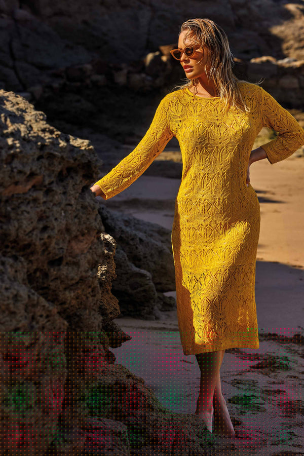 LANGES KLEID AUS SPITZENSTOFF SOL
