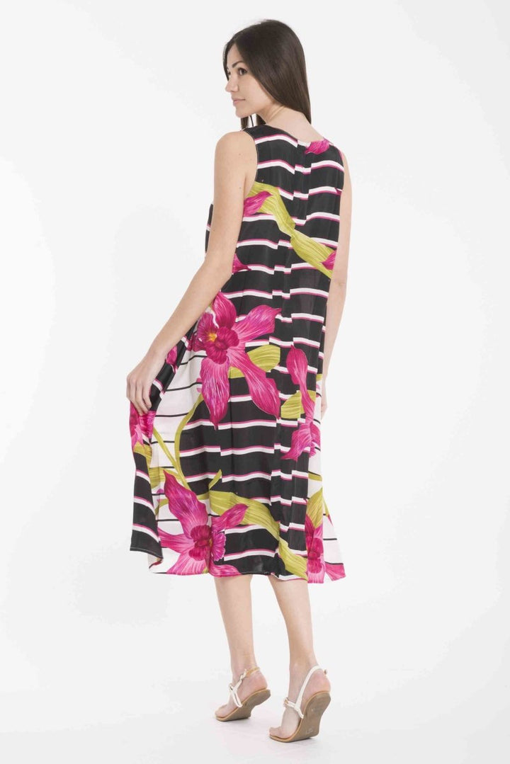 ABITO RIGHE FIORI- DB22-088 - #Moda Mare Positano#