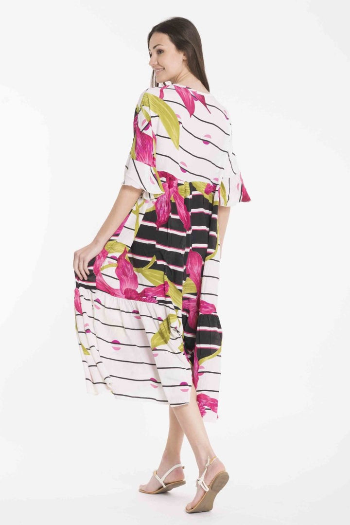 ABITO RIGHE FIORI- DB22-089 - #Moda Mare Positano#