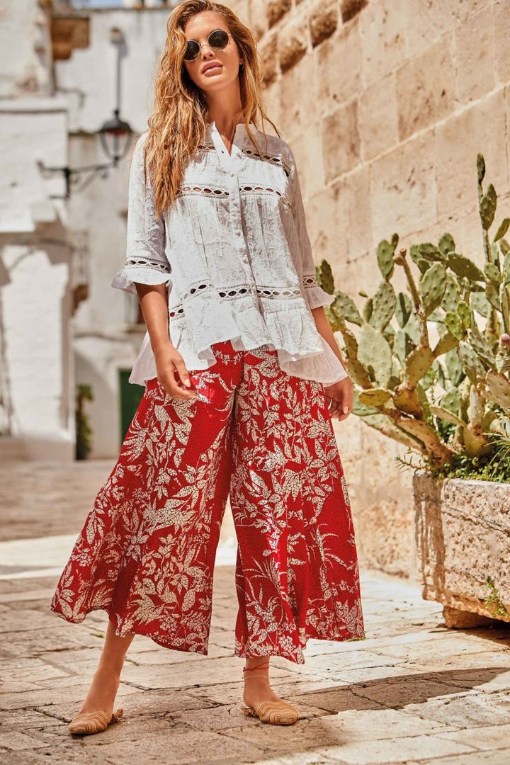 PANTALONI PALAZZO TROPICALE- DB22-092 - #Moda Mare Positano#